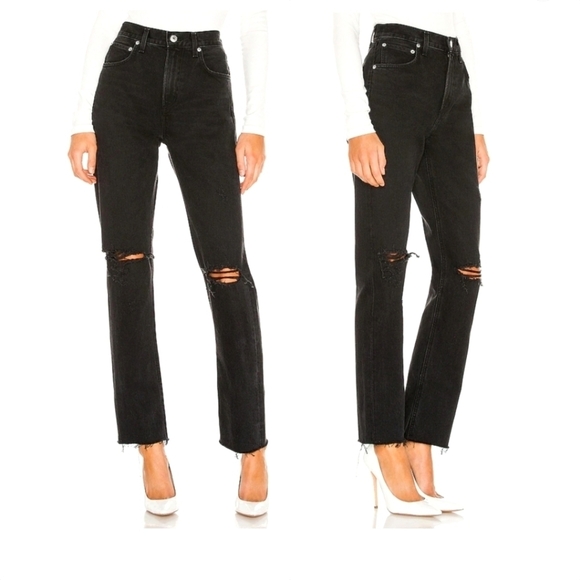 Agolde Black Straight Leg Jeans - Picture 1 of 15